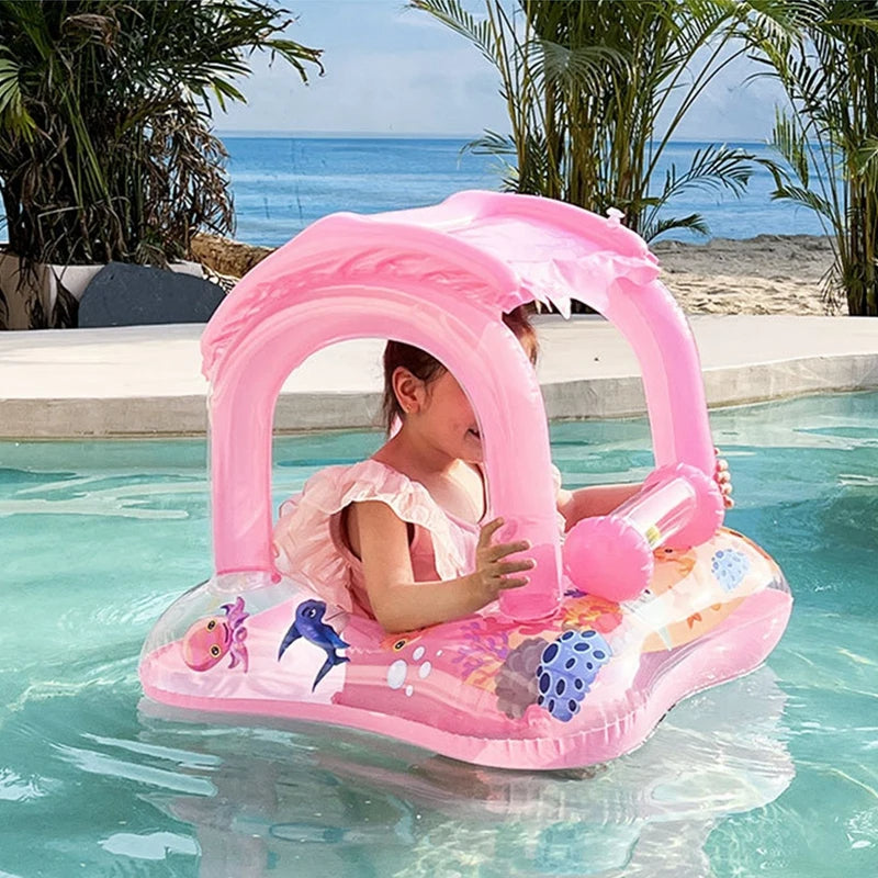 Ceeprints 1pc Baby Pool Float with Canopy – Safe & Fun Water Play