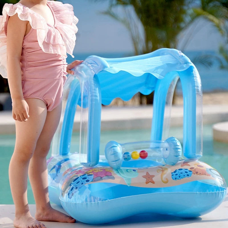 Ceeprints 1pc Baby Pool Float with Canopy – Safe & Fun Water Play