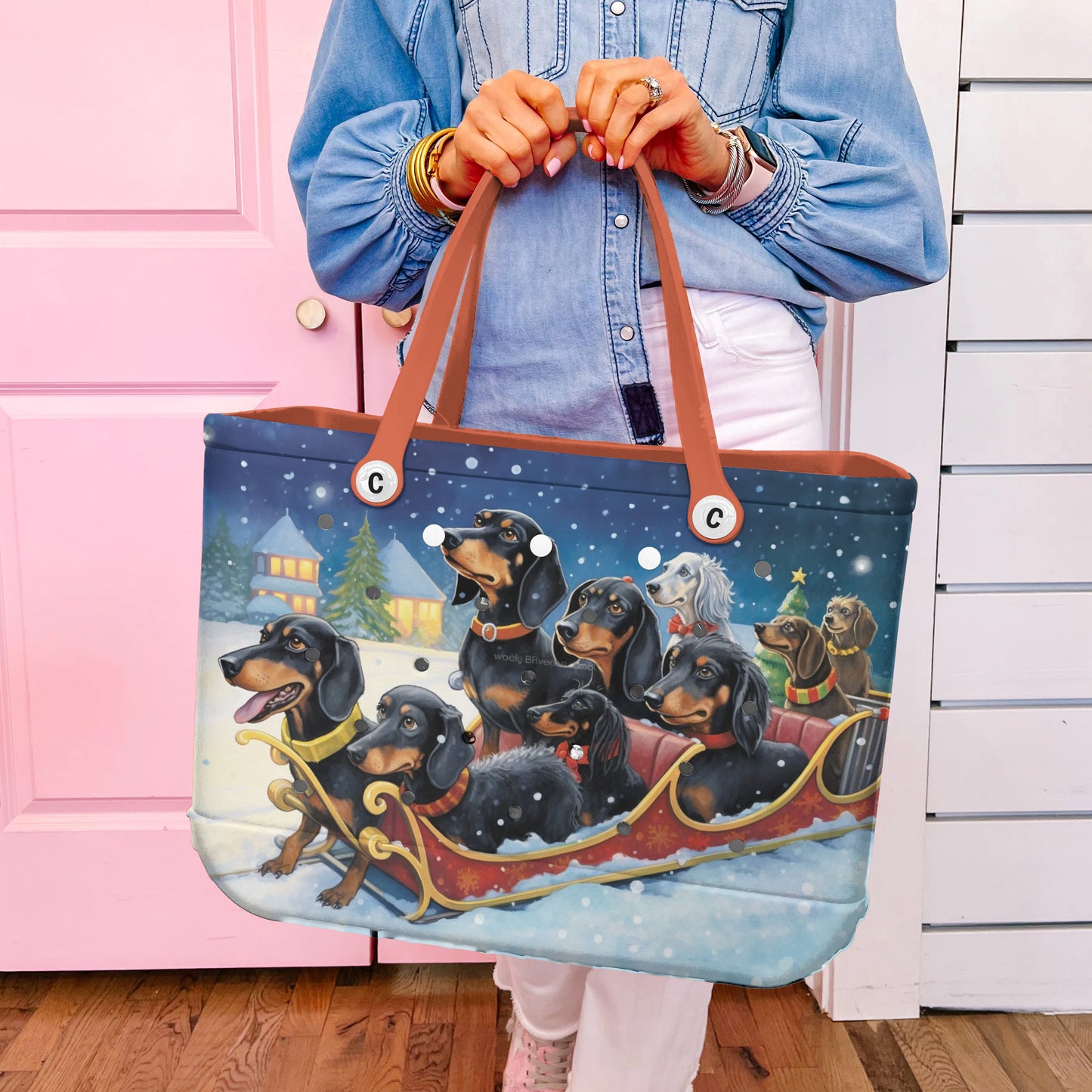 Ceeprints Cee™ Bag Dachshunds on Christmas Duty