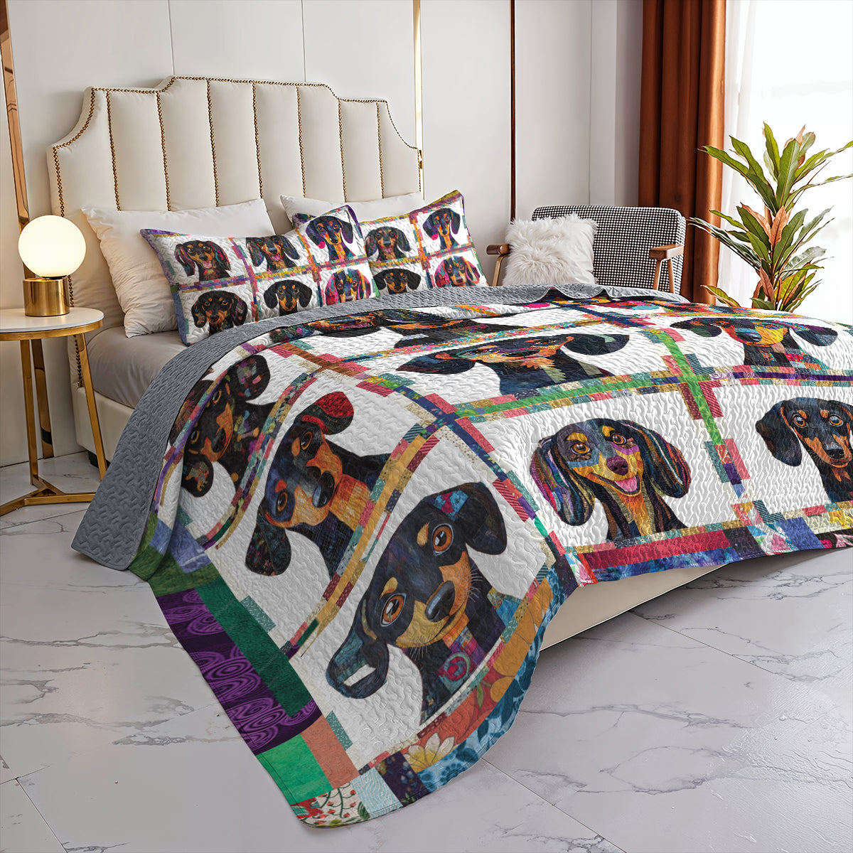 Ceeprints All Season Quilt 3-Piece Set Happy Dachshund
