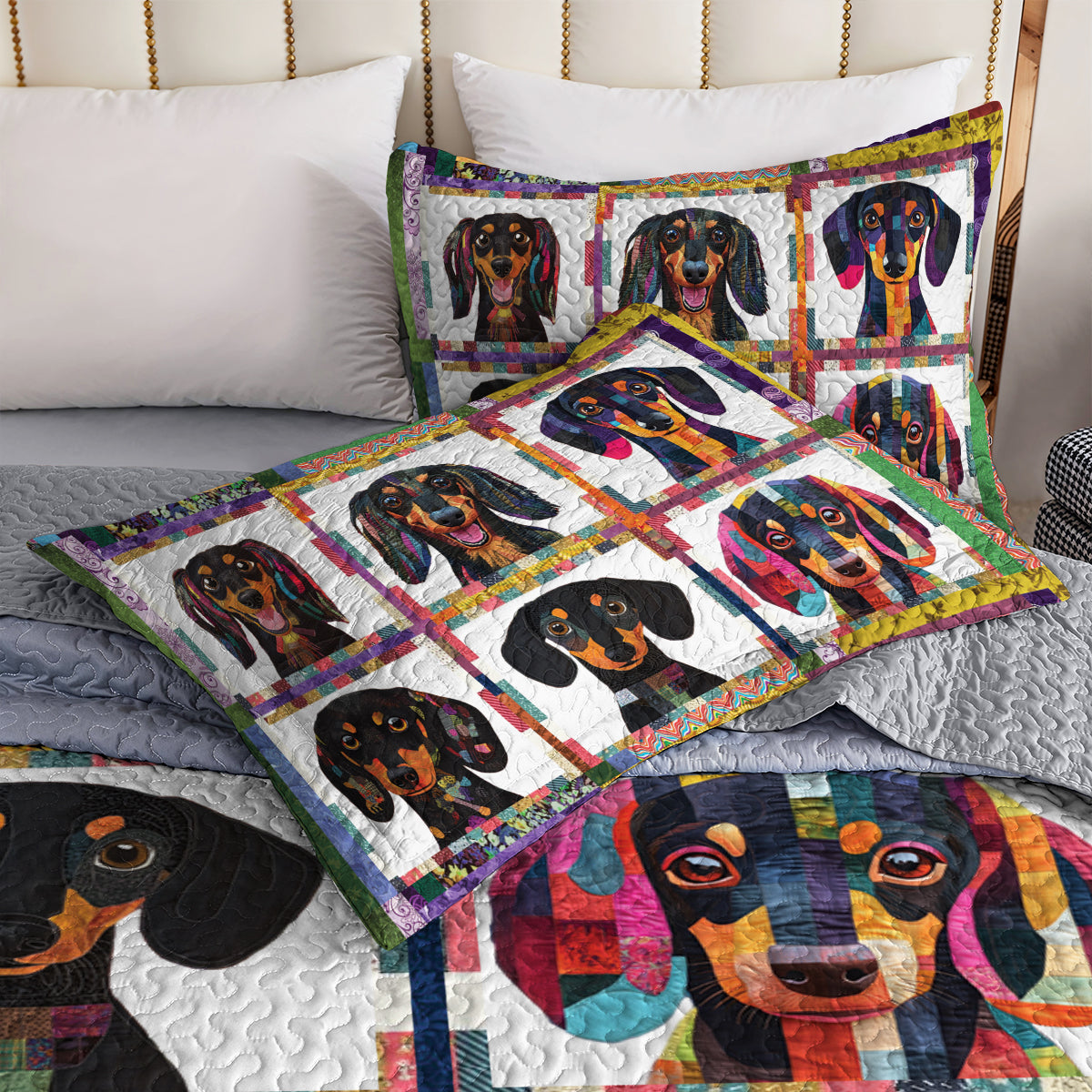 Ceeprints All Season Quilt 3-Piece Set Happy Dachshund