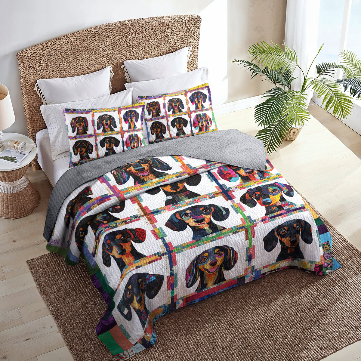 Ceeprints All Season Quilt 3-Piece Set Happy Dachshund