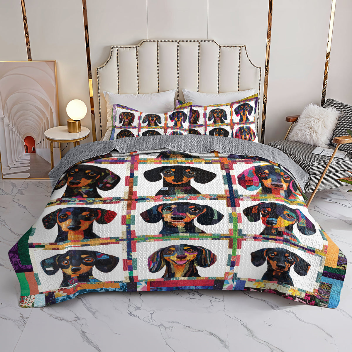 Ceeprints All Season Quilt 3-Piece Set Happy Dachshund