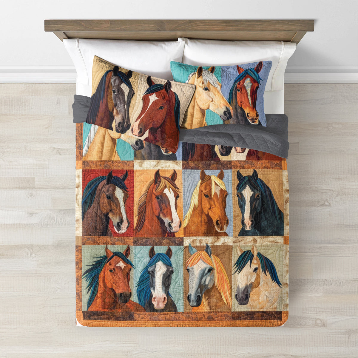 Ceeprints Quilt 3-Piece Set Lady Horses