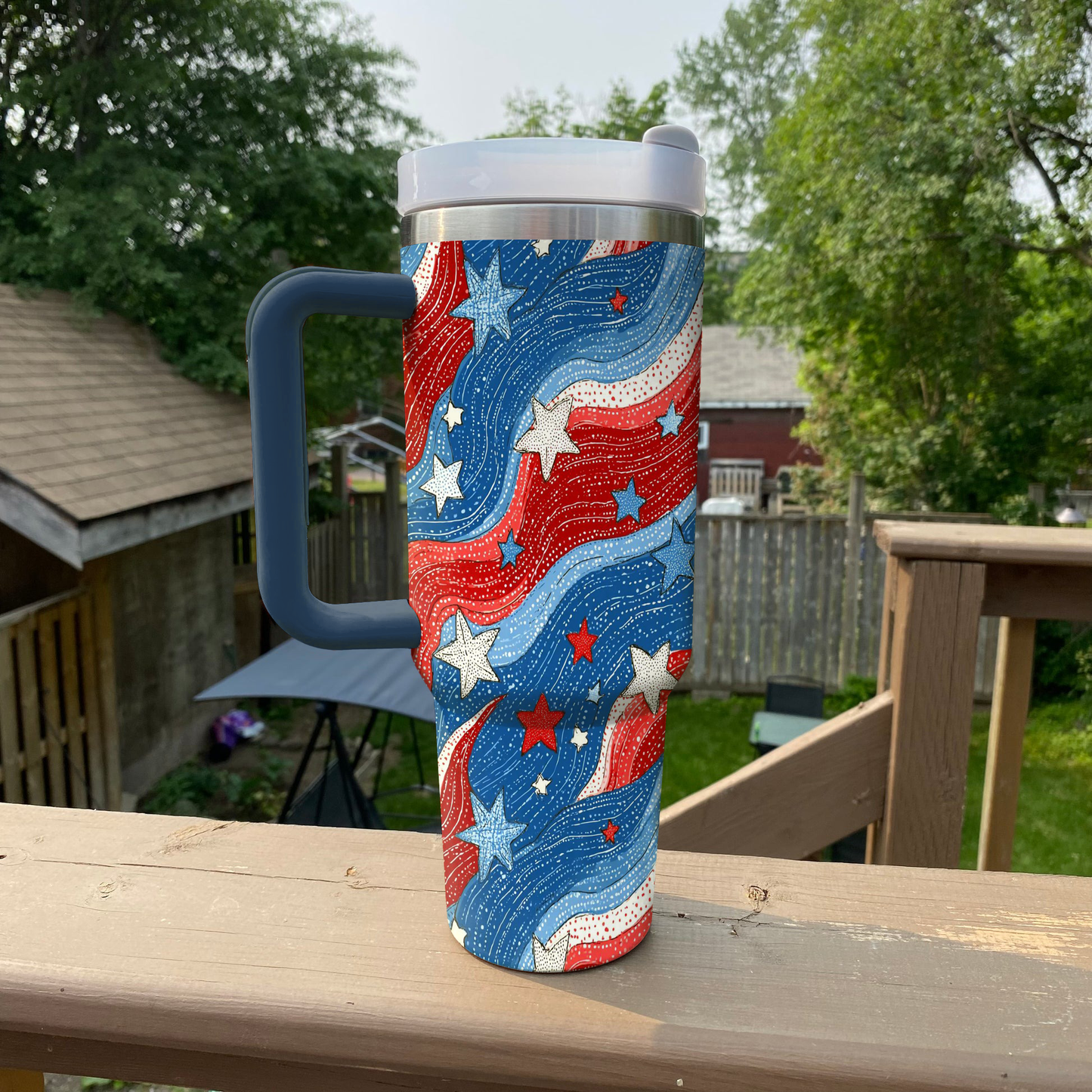 Ceeprints Tumbler Glitter Wave USA
