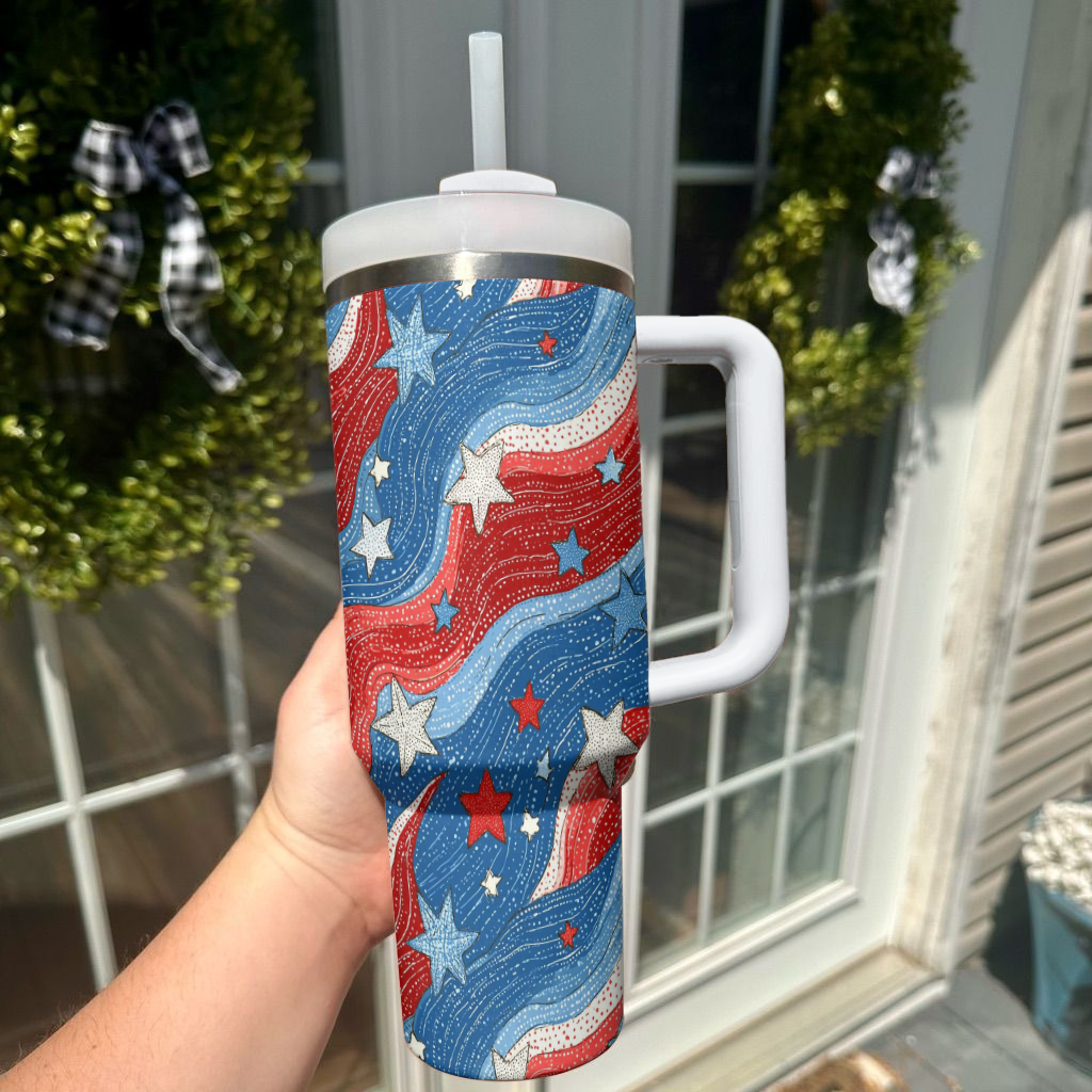 Ceeprints Tumbler Glitter Wave USA