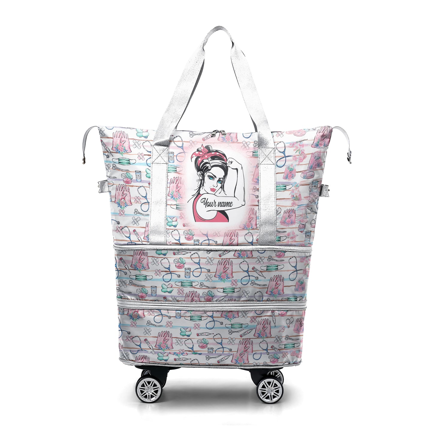 Cee™ Rolling Duffle Bag Stethoscope Chic - Custom Name