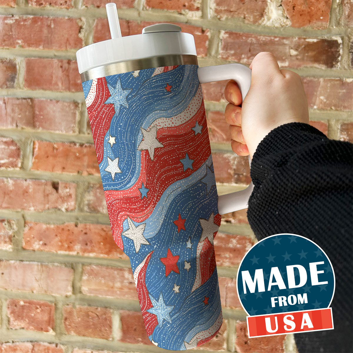 Ceeprints Tumbler Glitter Wave USA