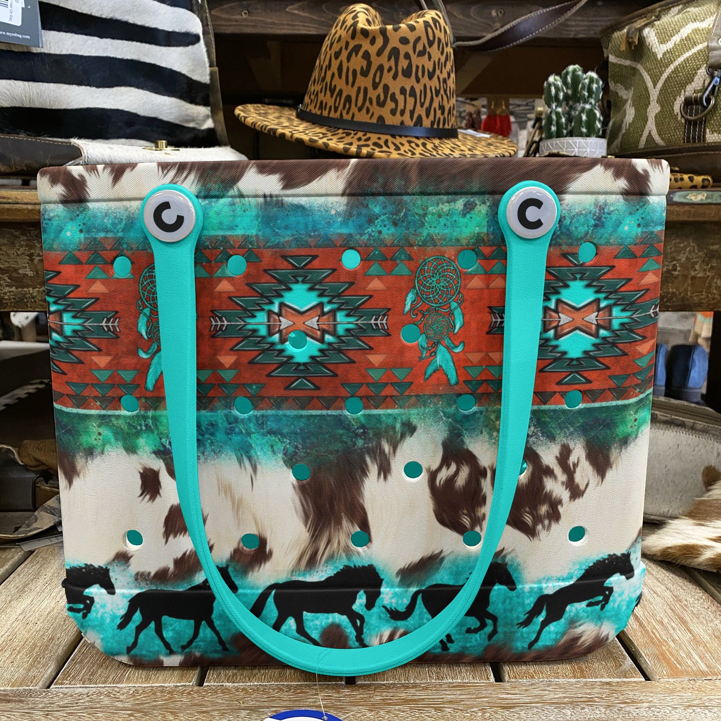 Ceeprints Cee™ Bag Aztec Turquoise And Cowhide