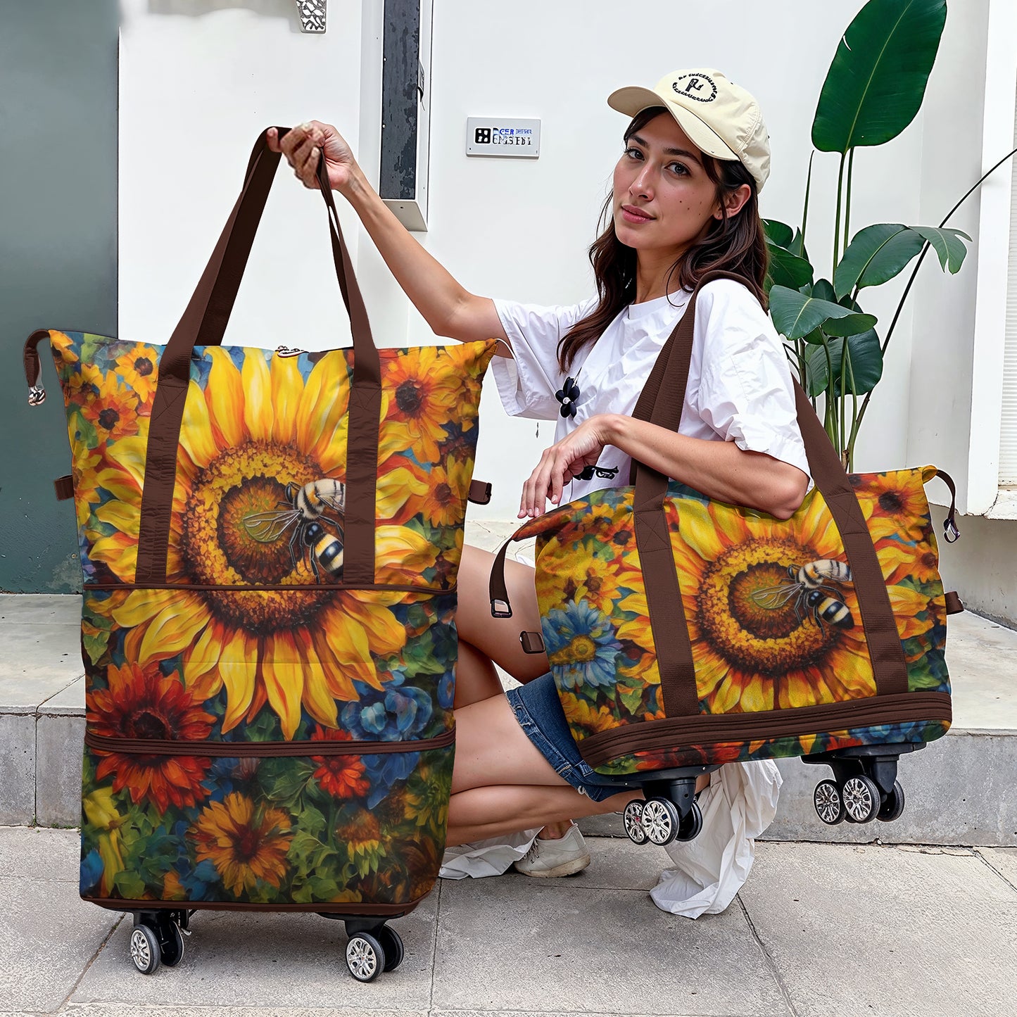 Cee™ Rolling Duffle Bag Sunflower Bee Delight