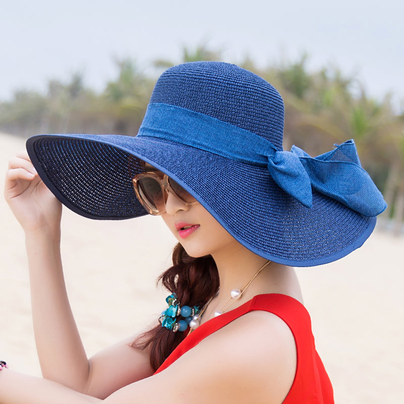 Summer Female Seaside Travel Easiest for Match Wide Brim Sun Straw Hat