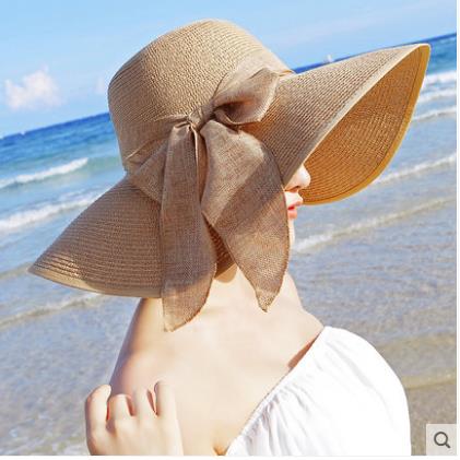 Straw Hat Women Foldable Seaside Vacation Versatile Beach Hat