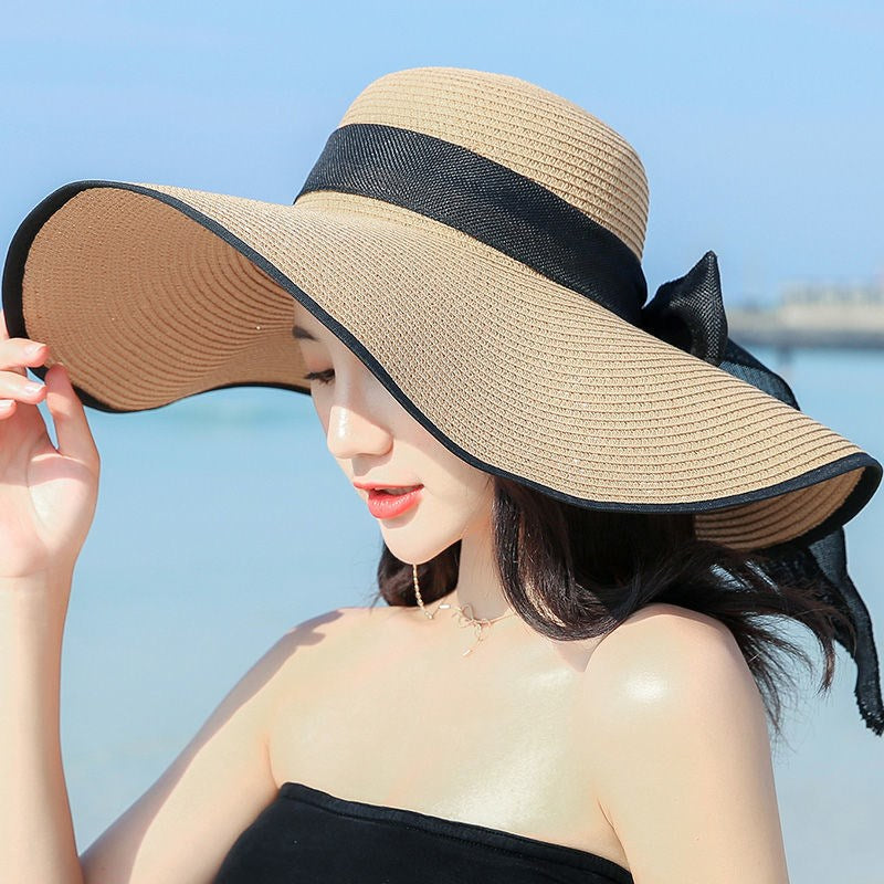 Korean-Style Wide Brim Straw Hat – Fashionable Sun Protection for Women
