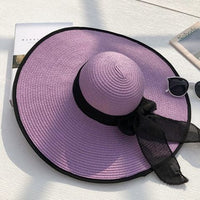 Pure color black brimmed hat-purple