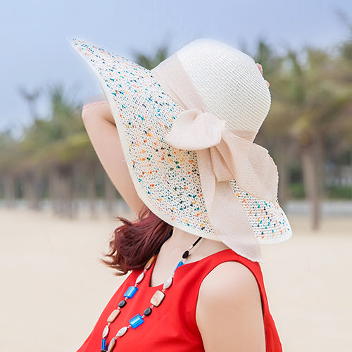 Summer Female Seaside Travel Easiest for Match Wide Brim Sun Straw Hat