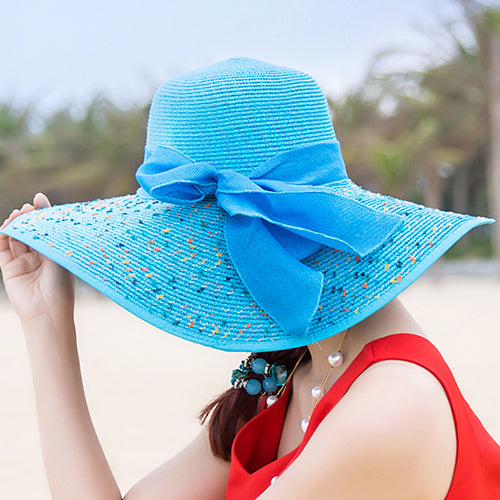 Summer Female Seaside Travel Easiest for Match Wide Brim Sun Straw Hat