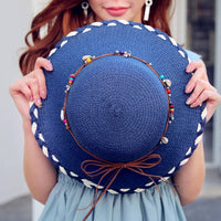 Pendant hat with small brim-navy blue