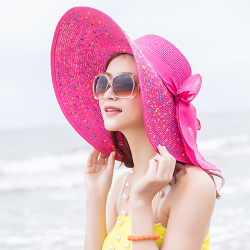 Summer Female Seaside Travel Easiest for Match Wide Brim Sun Straw Hat