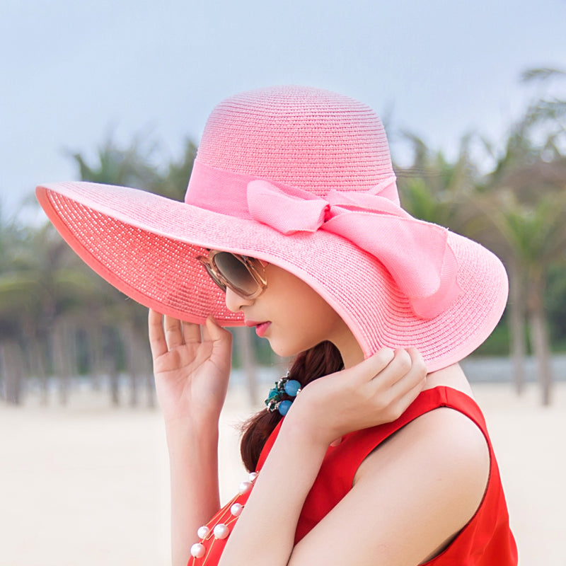 Summer Female Seaside Travel Easiest for Match Wide Brim Sun Straw Hat