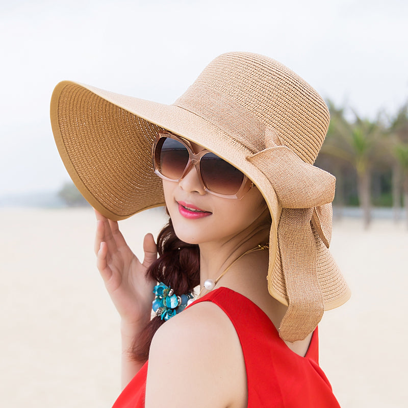 Summer Female Seaside Travel Easiest for Match Wide Brim Sun Straw Hat