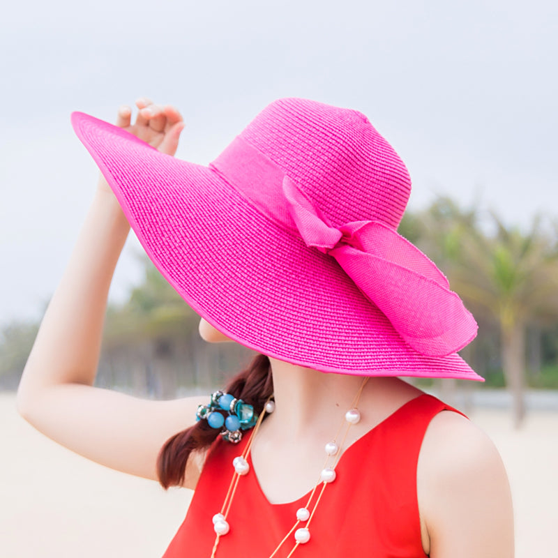 Summer Female Seaside Travel Easiest for Match Wide Brim Sun Straw Hat