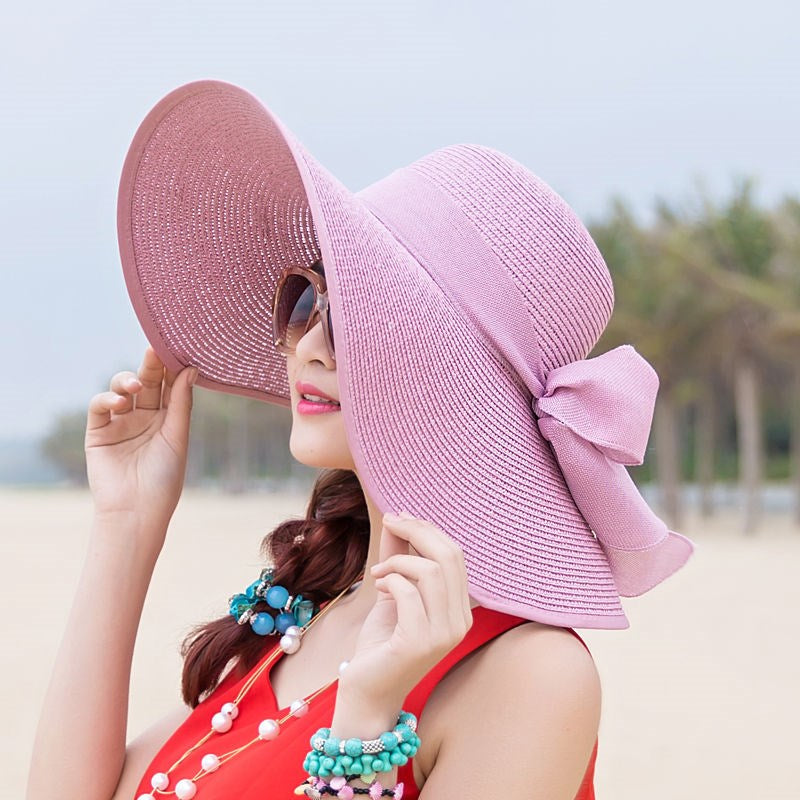 Korean-Style Wide Brim Straw Hat – Fashionable Sun Protection for Women