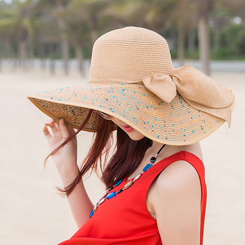 Summer Female Seaside Travel Easiest for Match Wide Brim Sun Straw Hat