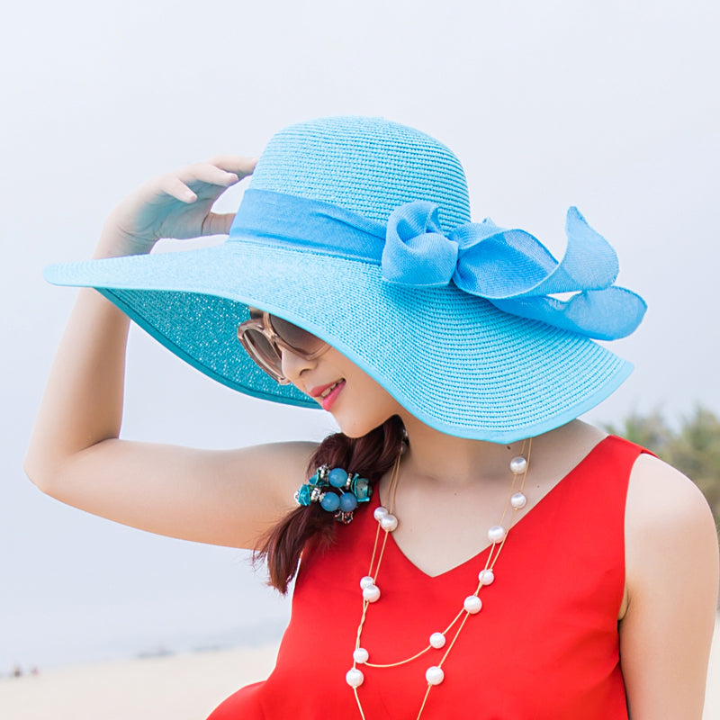 Summer Female Seaside Travel Easiest for Match Wide Brim Sun Straw Hat