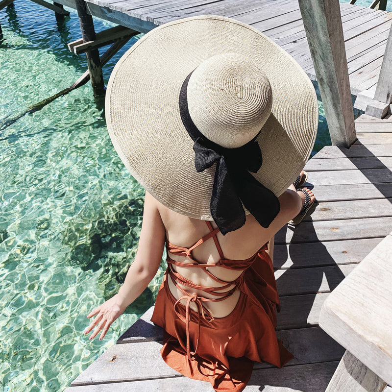 Beach Women's Summer UV Protection Sunshade Big Brimmed Straw Hat
