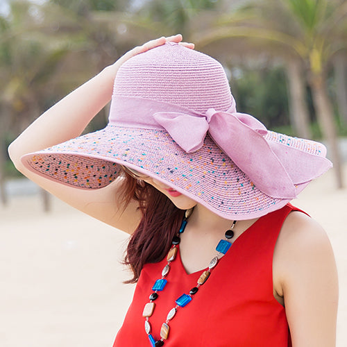 Summer Female Seaside Travel Easiest for Match Wide Brim Sun Straw Hat