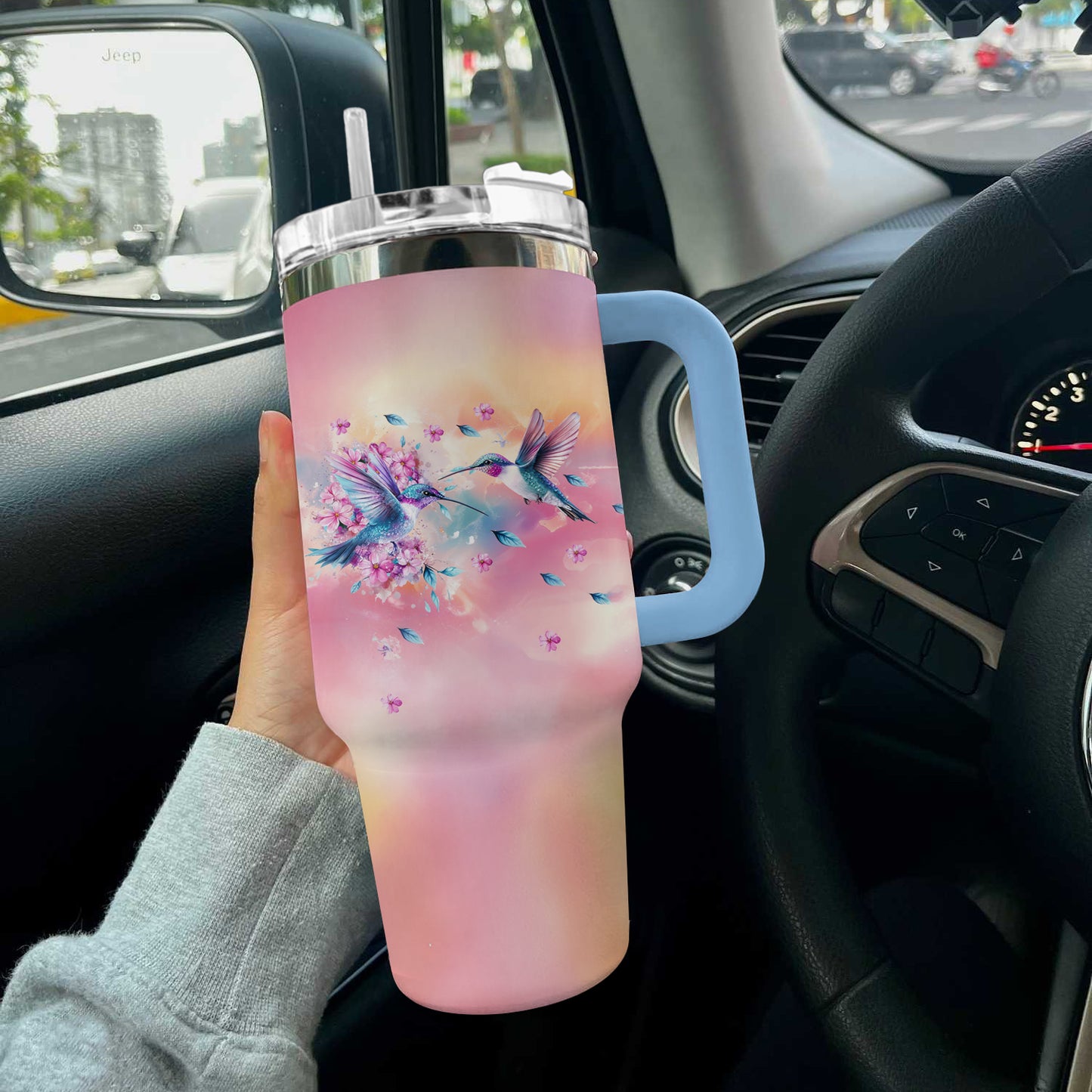 Ceeprints Tumbler Hummingbird Bloom