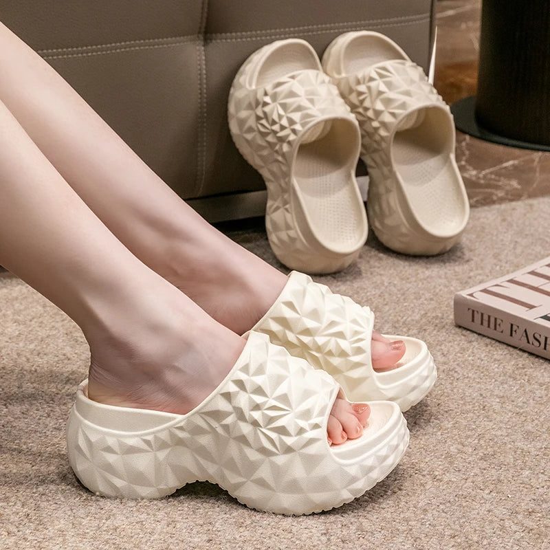 Women’s 7CM High Heel Wedge Flip-Flops – Non-Slip Beach Sandals
