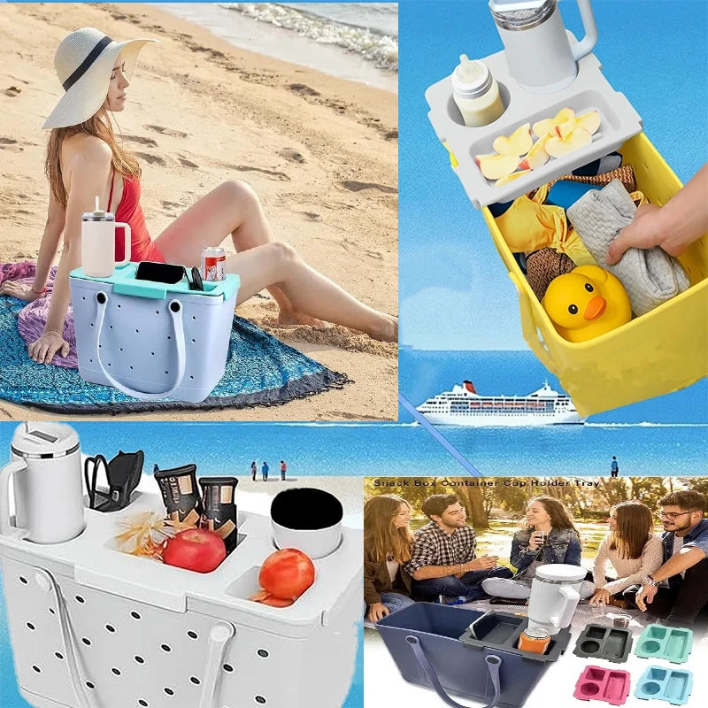 Cup Holder Tray Organizer – Waterproof Storage for Stanley & Beach Bag, Travel & Camping Use