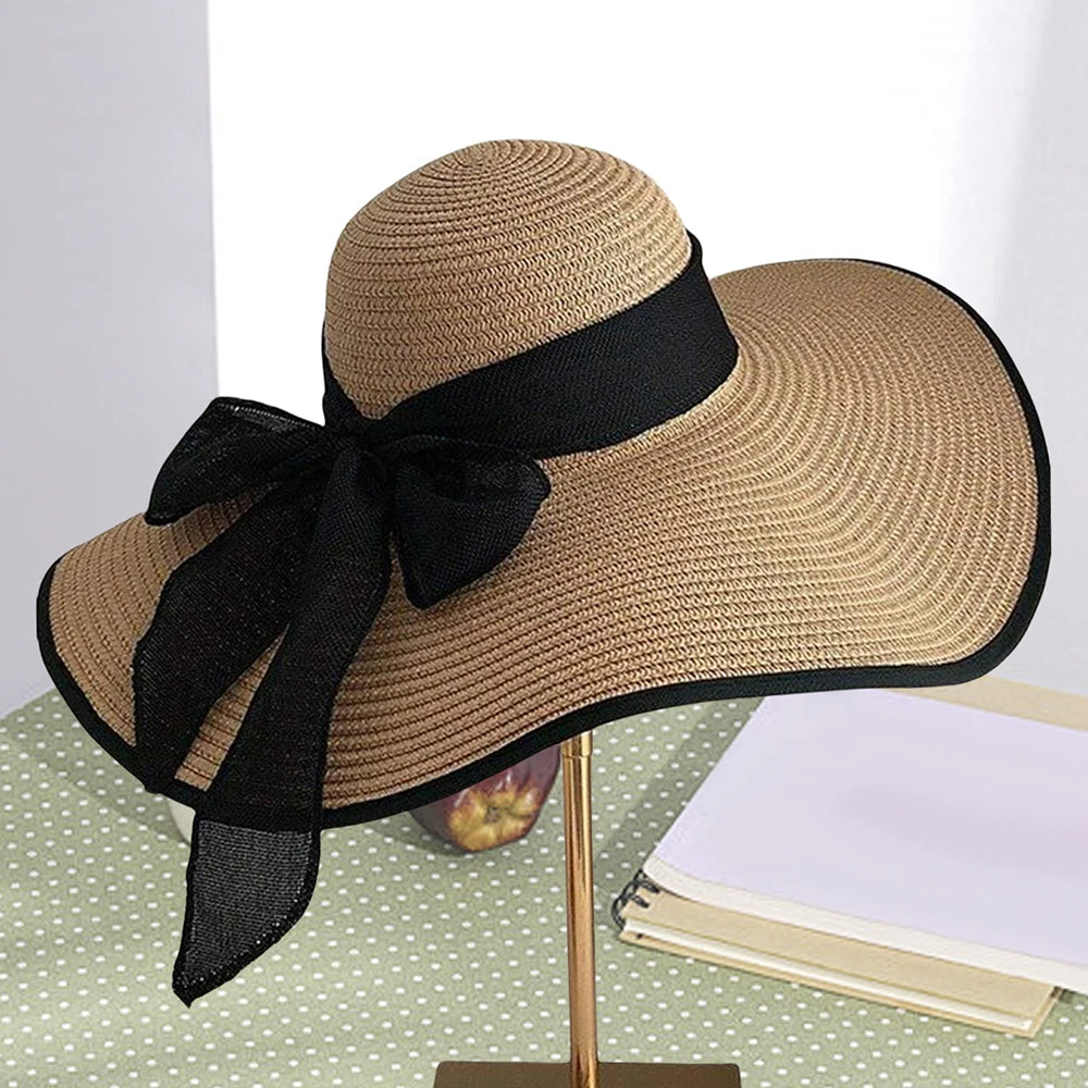 Women's Oversized Brim Straw Hat – Summer Sun Protection Beach Hat
