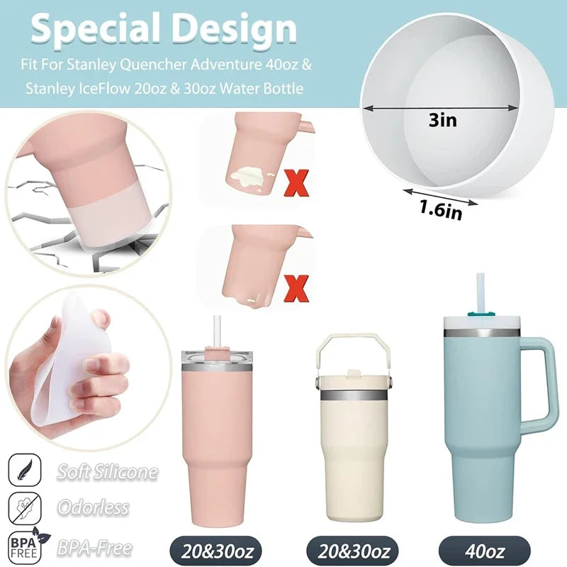 9PCS Tumbler Accessory Set – 6 Spill-Proof Stoppers, 2 Straw Covers, 1 Silicone Boot