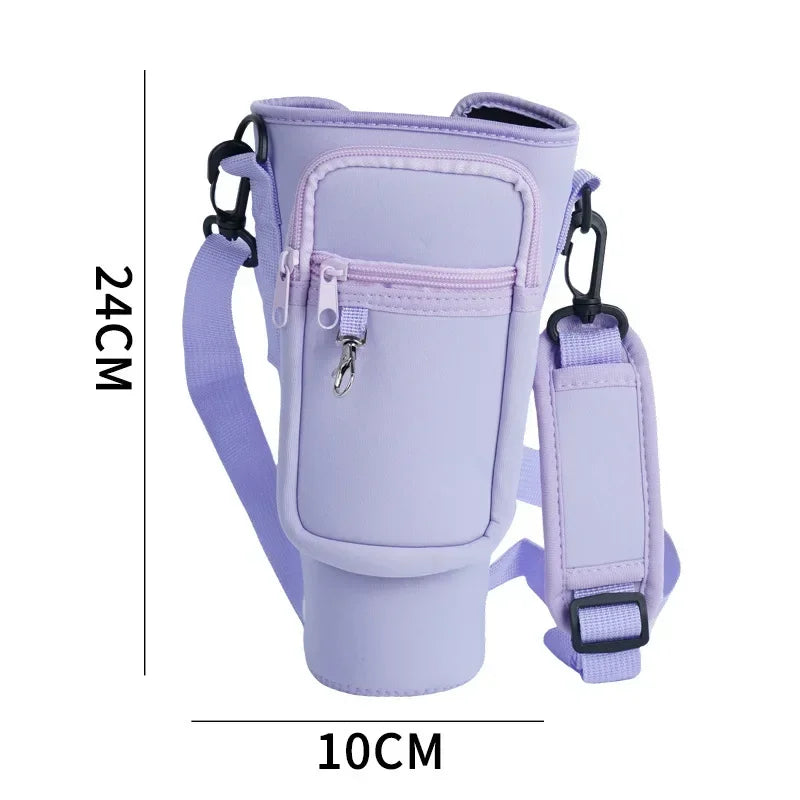 40oz Crossbody Cup Bag – Insulated Diving Fabric with Detachable Strap for Outdoor & Travel