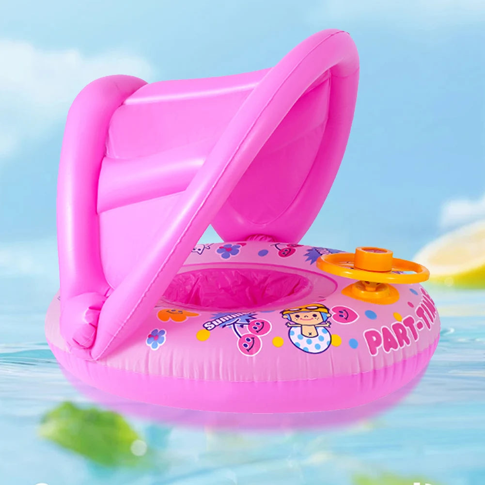 Ceeprints Baby Inflatable Swimming Ring with Sunshade