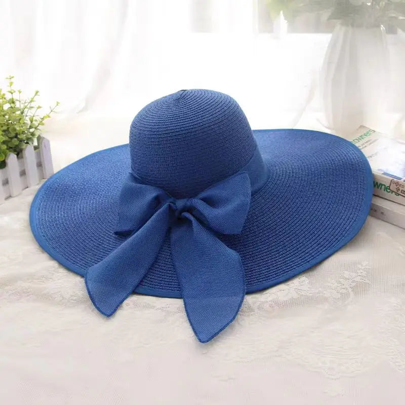 Wide Brim Straw Fedora Hat for Women – French Retro Summer Sun Hat
