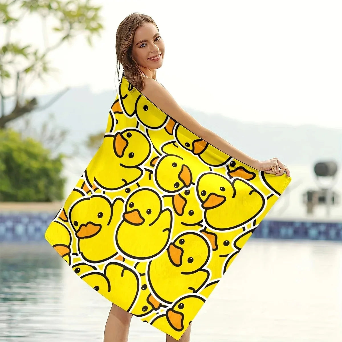 Extra Large Quick-Dry Microfiber Beach Towel – Chic Duck Design