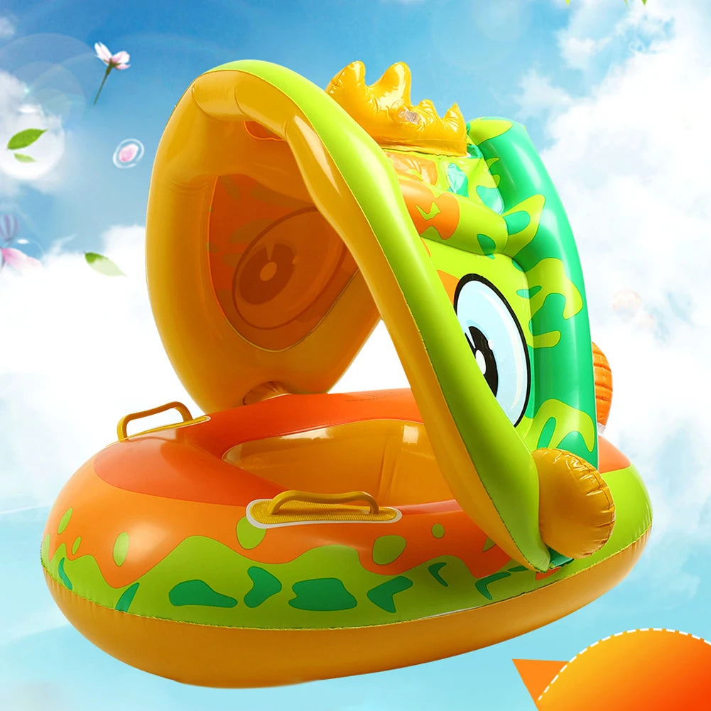 Ceeprints Baby Inflatable Swimming Ring with Sunshade