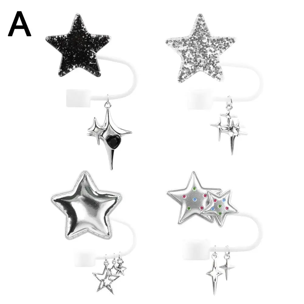 4PCS Star Straw Covers – Cute 10mm Silicone Toppers for Tumblers