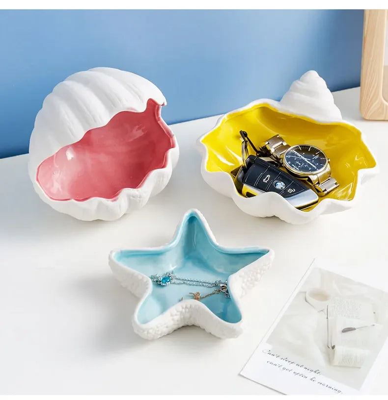 Ceramic Sea Shell Jewelry Tray – Elegant Decorative Storage