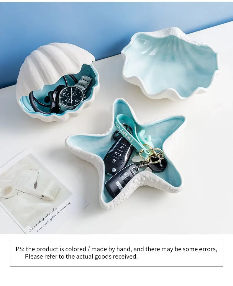 Ceramic Sea Shell Jewelry Tray – Elegant Decorative Storage