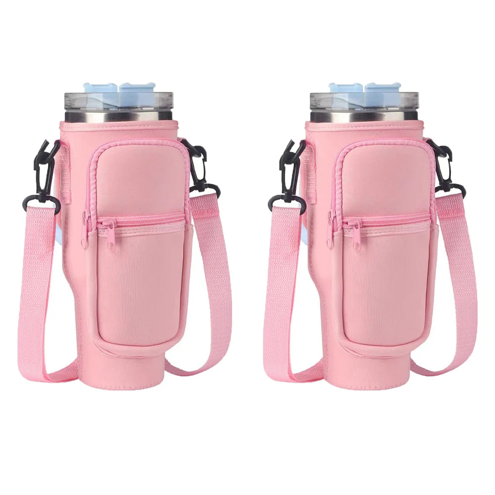 1/2/4PCS 40oz Water Bottle Carrier – Adjustable Strap Pouch for Thermos/Mugs