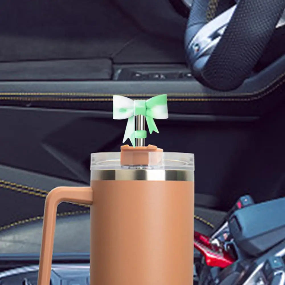 Lovely Bow Straw Covers – Reusable Silicone Toppers for 30/40oz Tumbler
