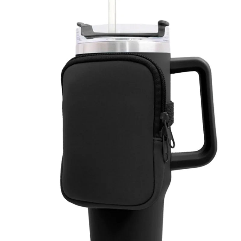 Water Bottle Pouch – Neoprene Caddy for 20/30/40oz Stanley Cup, Holds Cards & Essentials