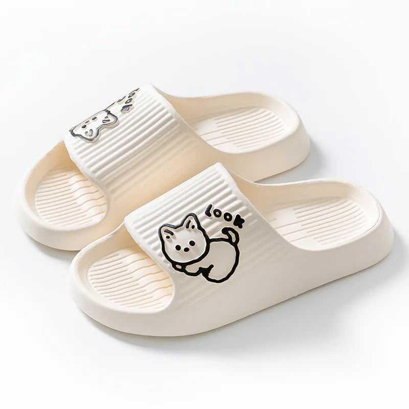 Women’s Summer Cat Cartoon Slippers – Non-Slip Platform Sandals