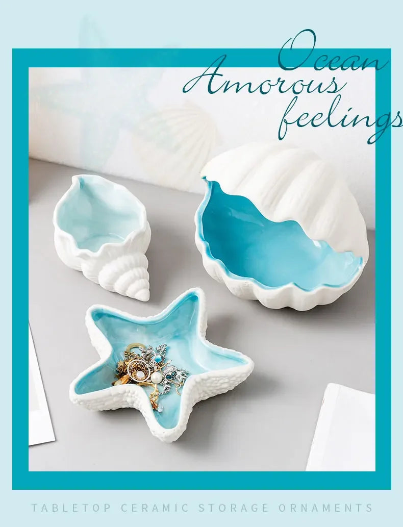 Ceramic Sea Shell Jewelry Tray – Elegant Decorative Storage