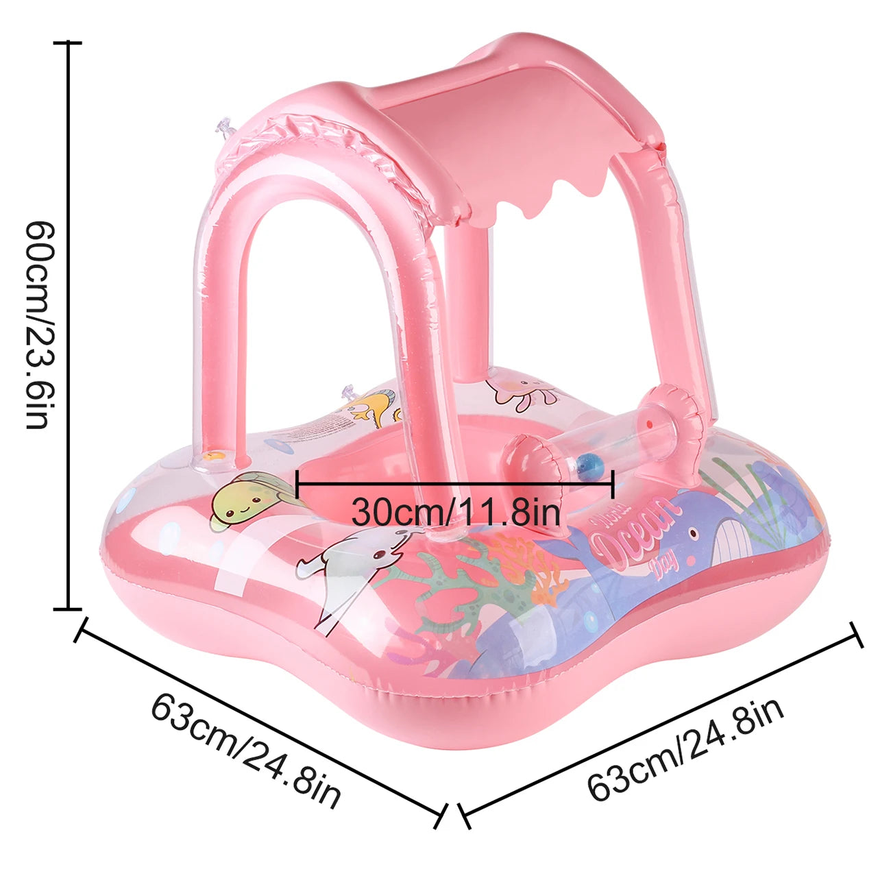 Ceeprints 1pc Baby Pool Float with Canopy – Safe & Fun Water Play