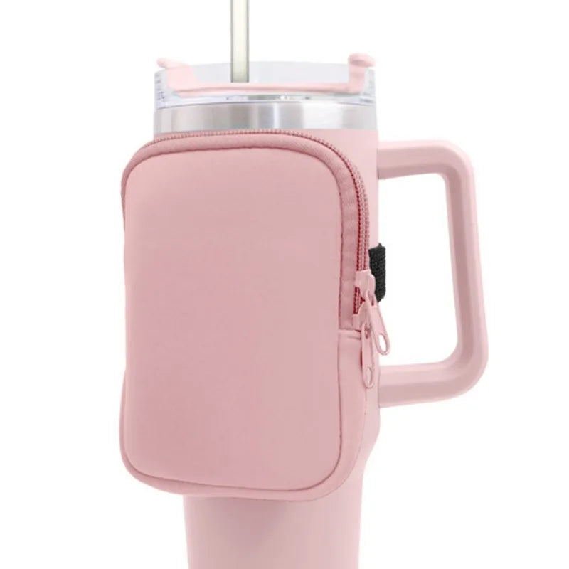 Water Bottle Pouch – Neoprene Caddy for 20/30/40oz Stanley Cup, Holds Cards & Essentials